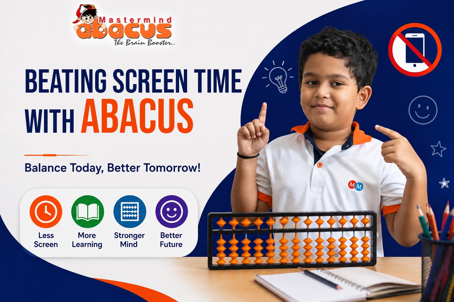 Child practising concentration with an abacus