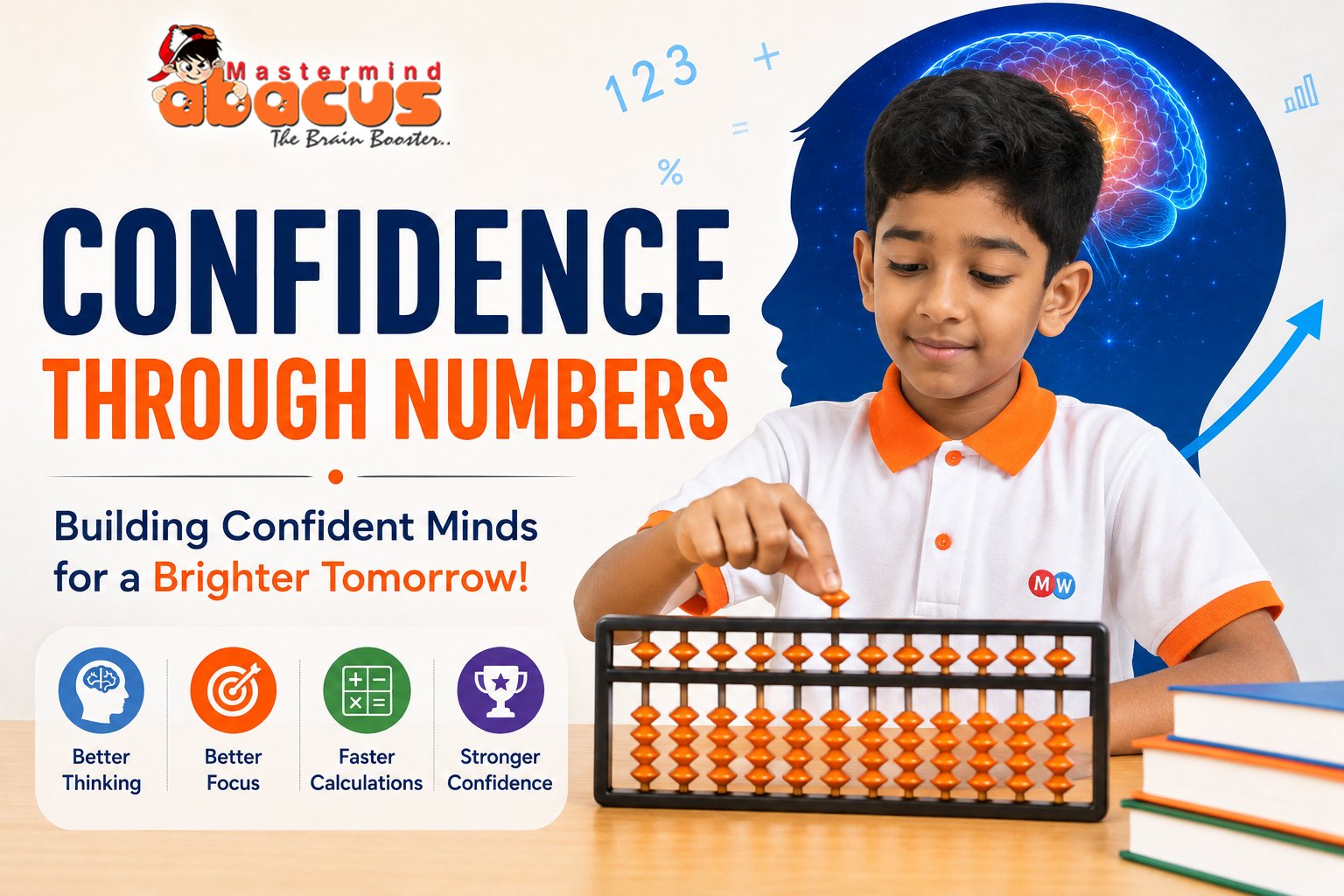 Child building confidence while learning with an abacus