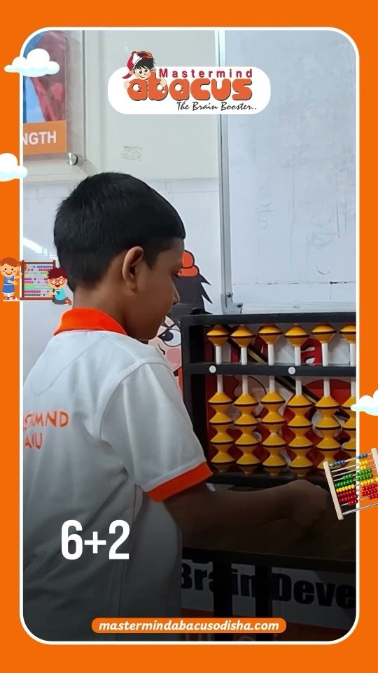 Mastermind Abacus student solving sums on a large classroom abacus